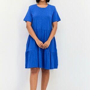 GAP Vibrant Blue Short Sleeve Tiered Mini Dress Sz M